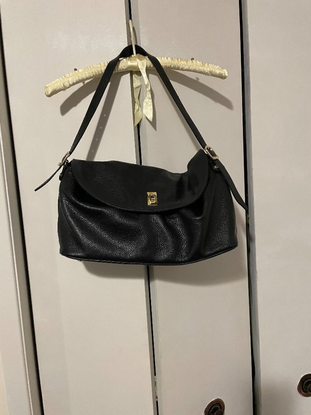 Gabarra Milano Ladies Black Italian Pebbled Leather Hand /Shoulder Bag
